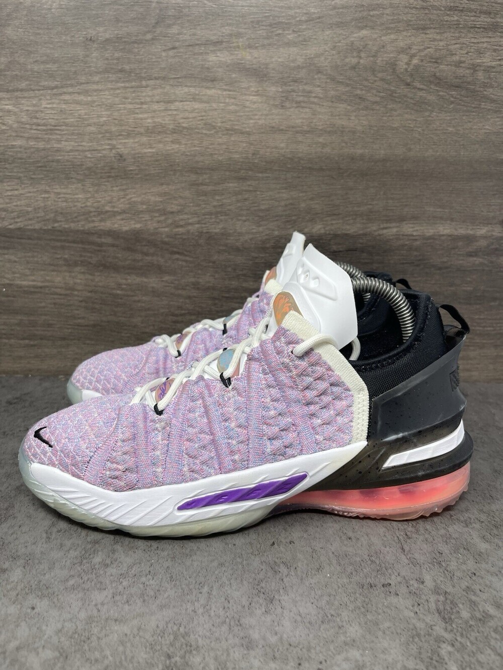 Nike LeBron 18 Graffiti Size 5Y Kids Multicolor Purple Basketball CW2760-900